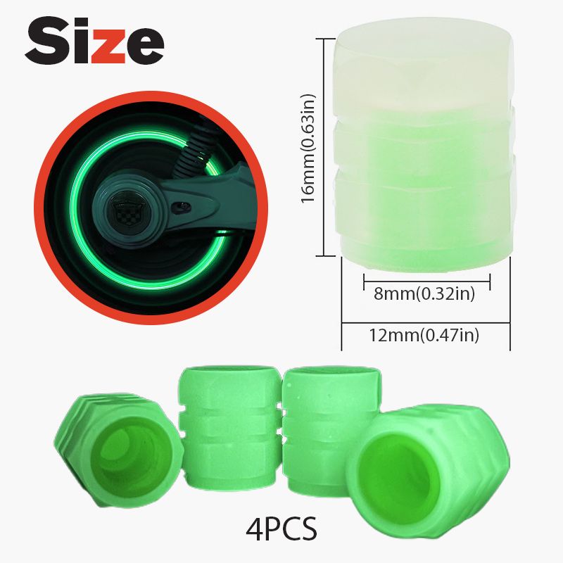 Universelle fluoreszierende Autoreifen-Ventilkappen 4tlg.
