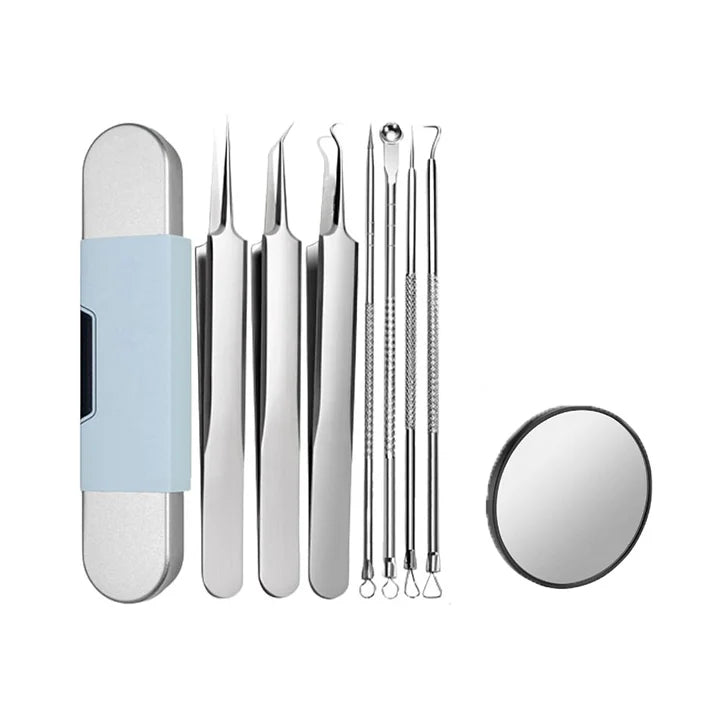 ⚡ 50% RABATT! ✨ EDELSTAHL-MITESSERENTFERNER - 7-teiliges Set für Tiefenreinigung, Präzisionswerkzeuge für Gesichtspflege, Sterilisierbar und Hautschonend 🌟🧴