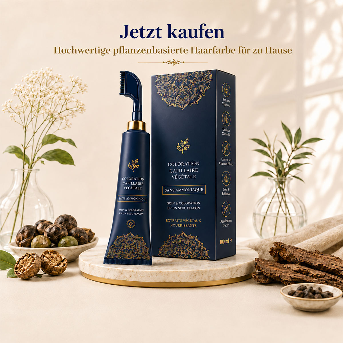 ⏳Nur für kurze Zeit – 50% RABATT⏰🌿 Natürliche Haarfarbe-Kamm für den Heimgebrauch