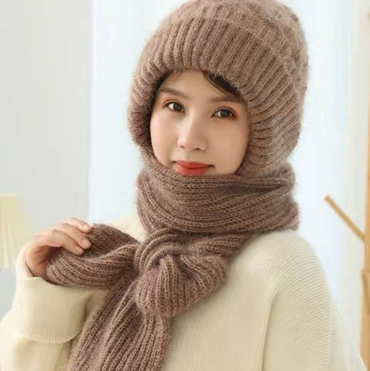 💥50 % Rabatt✨Winter-Specials✨ Gefütterte, warme und verdickte Mütze mit Schal