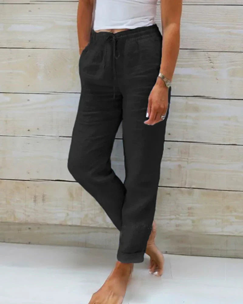 👖 50% RABATT! 🌿 Damenhose aus Baumwolle & Leinen mit Elastischem Bund – Bequem, Atmungsaktiv & Lässiger Look 🥰