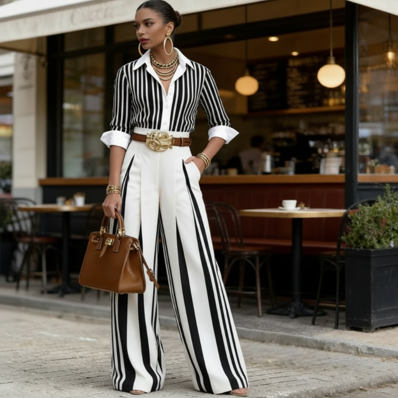 đ 50 % RABATT! đ„ 2-teiliges Set fĂŒr Damen â Gestreiftes Hemd & weite Hose, lĂ€ssiger Look, leichter Stoff & perfekt fĂŒr den Sommer đž