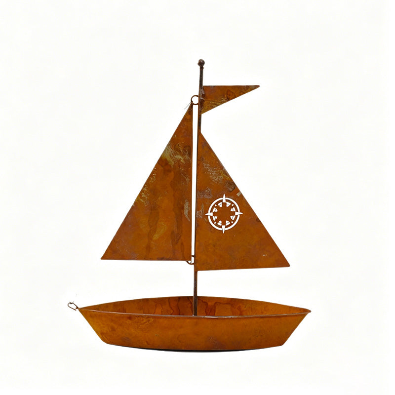 📢📢 50 % Rabatt!! ⏰⛵ Rustikaler Metallpflanzkübel – Segelboot-Design