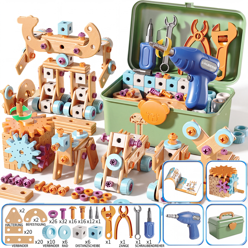 đ§° 50âŻ% RABATTâ° Kinder DIY Werkzeugset, fördert handwerkliche FĂ€higkeitenđ§©