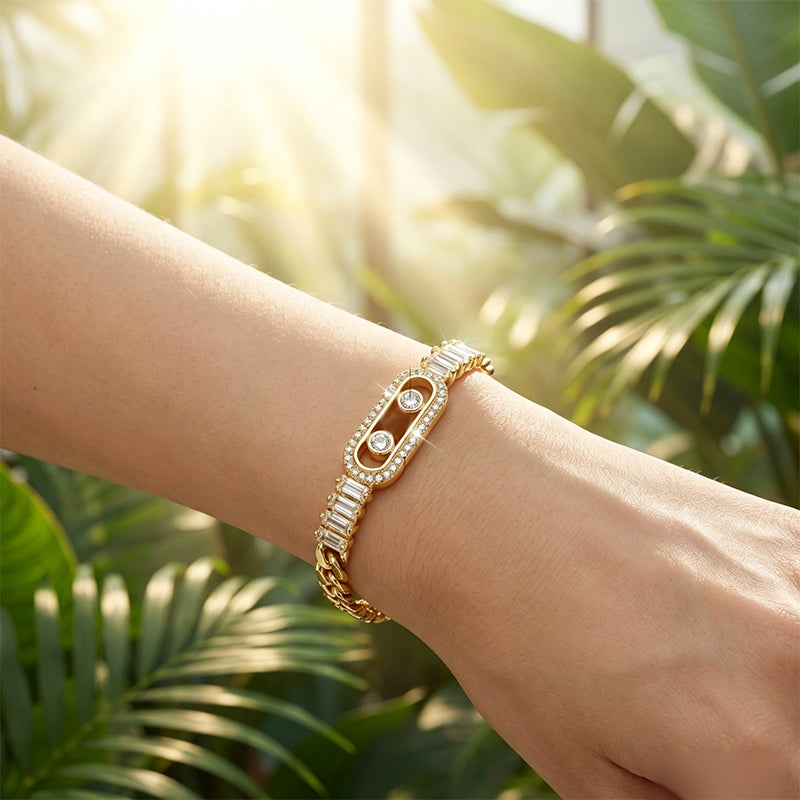 ⏳Begrenzte Zeit 50% Rabatt💥 Damen Armband mit goldfarbener Zirkonia-Kette
