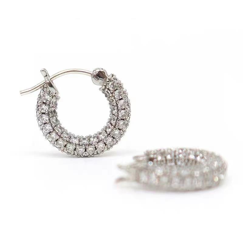 Mini-Creolen-Ohrringe mit Diamanten besetzt