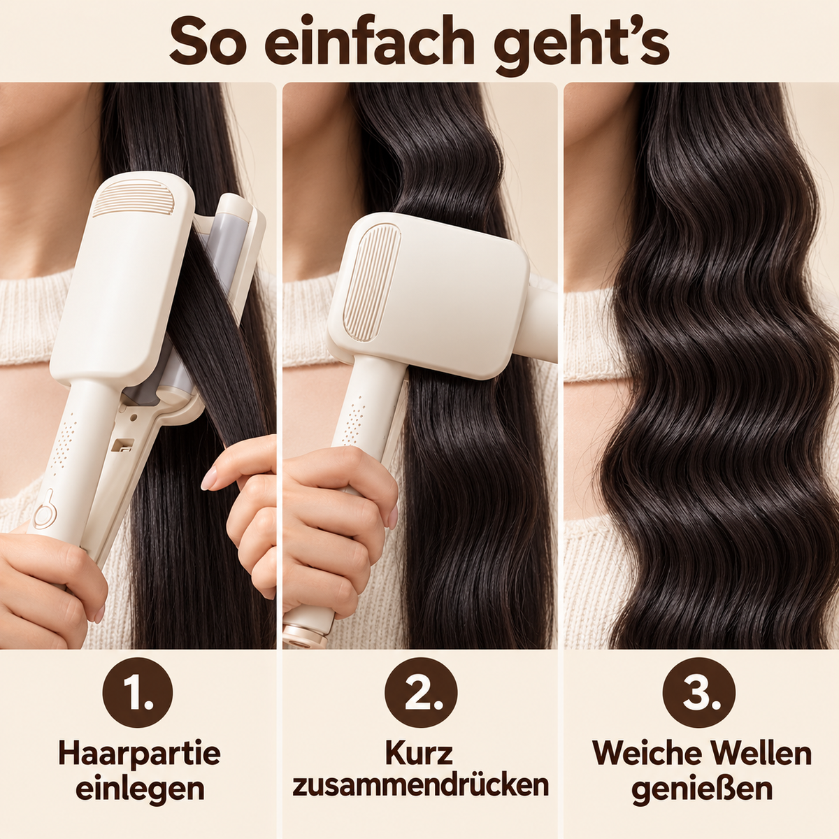 ✨ 50 % Rabatt! 32-mm-Welleneisen – Weiche Wellen, voller Glamour! 🌊 4 Temperaturstufen, in ca. 10 Sekunden einsatzbereit, mit Ionen-Technologie