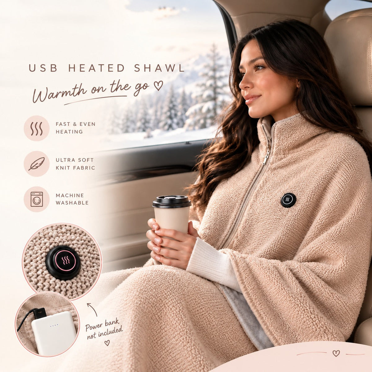 🔥 Weihnachtsangebot – 50 % Rabatt! ❄️ Den ganzen Winter über warm bleiben – tragbarer elektrisch beheizter Schal