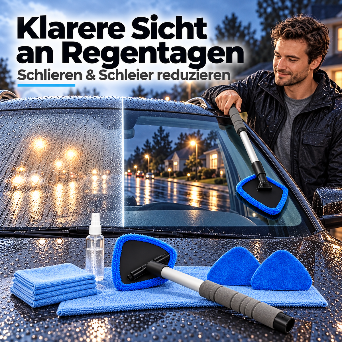Doppelmagnetischer Autofensterreiniger | Streifenfreies Reinigungsset für Autoglas
