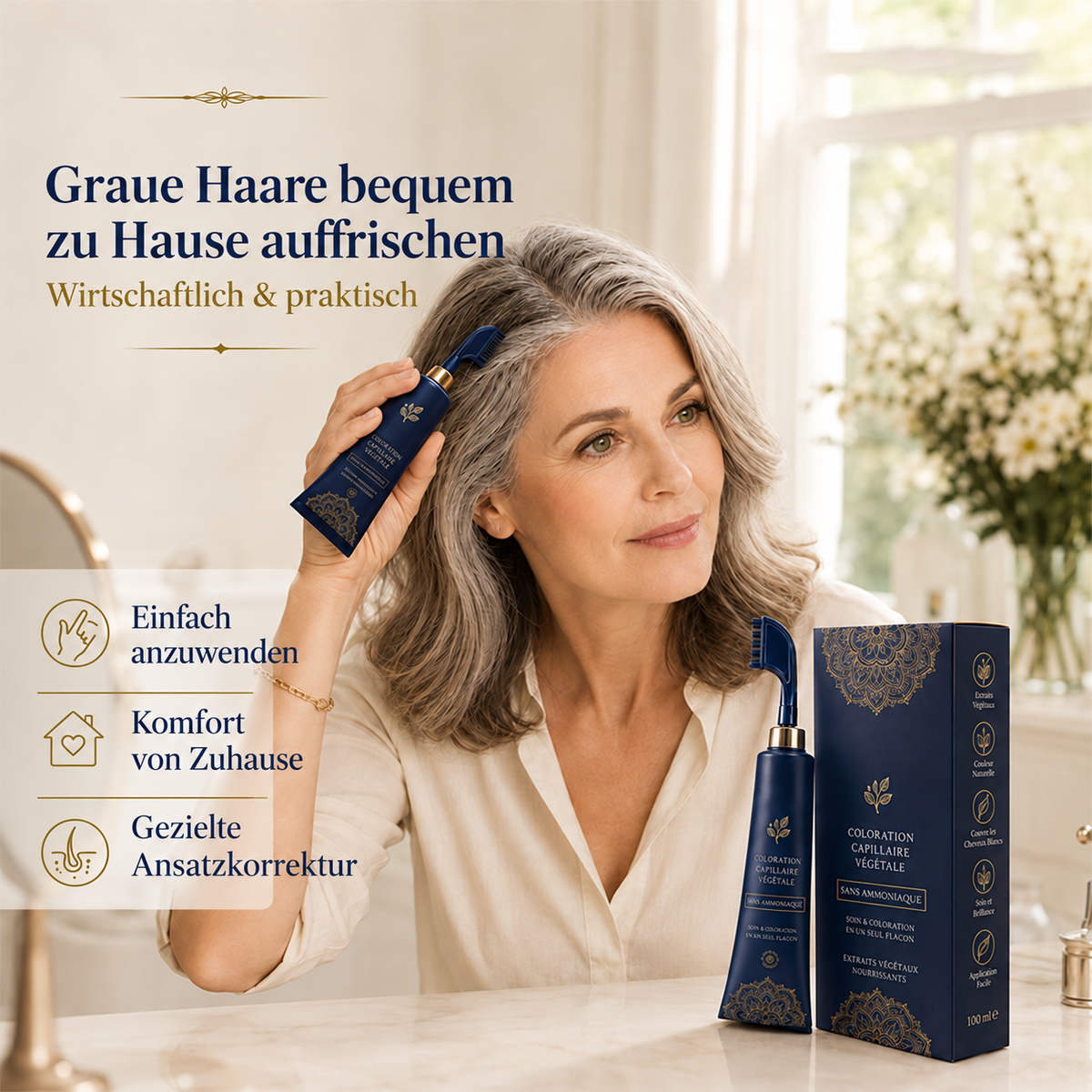 ⏳Nur für kurze Zeit – 50% RABATT⏰🌿 Natürliche Haarfarbe-Kamm für den Heimgebrauch