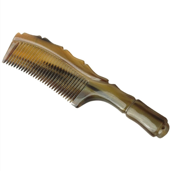 Natürlicher Hornkamm mit verstärktem Bambusgriff