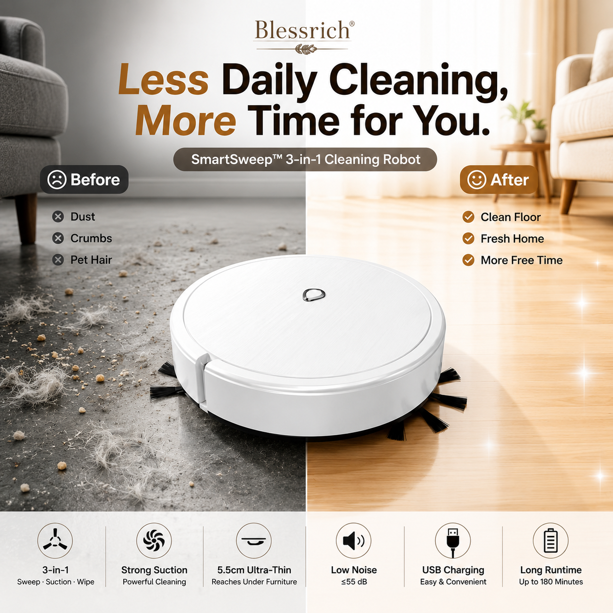 SmartSweep™ 3-in-1-Roboterstaubsauger