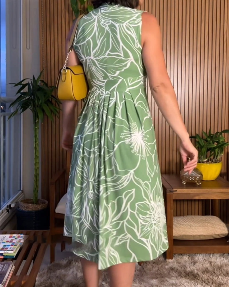 🌿49% Rabatt💥2024 neue plus Größe ärmellose v-Ausschnitt Taille-cinching Kleid