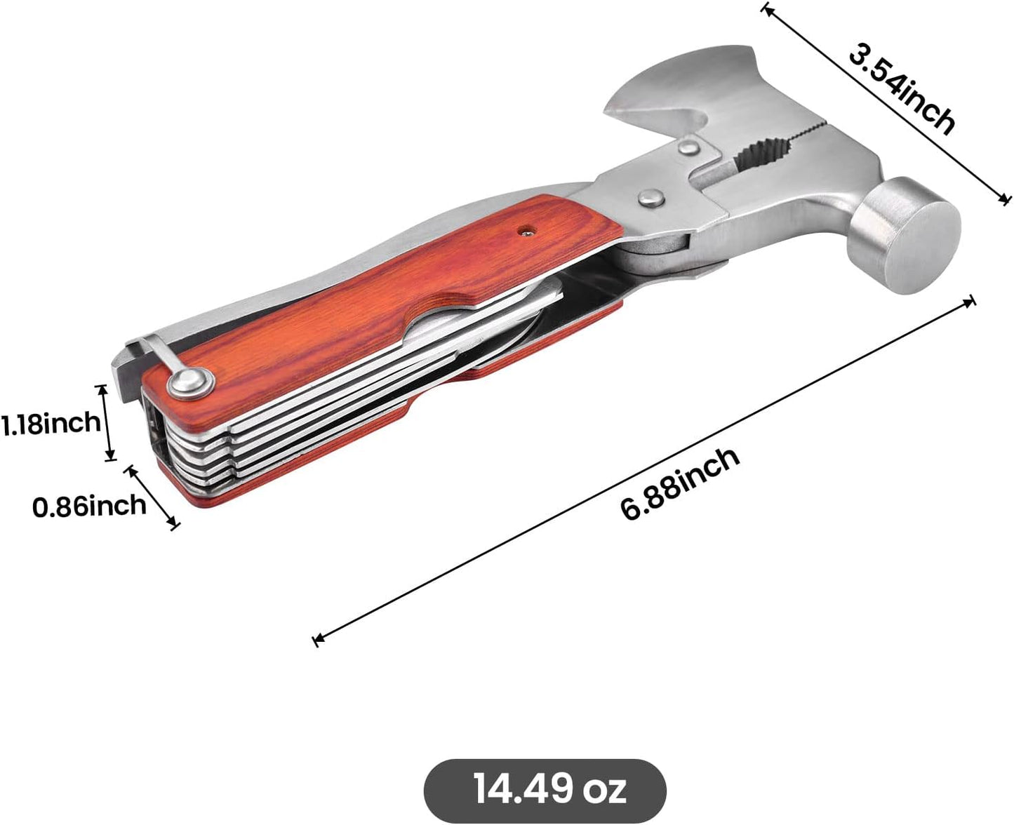 16in-1 Tragbares multifunktionales Klauenhammer-Werkzeug für Fahrzeug Haushalt Wandern
