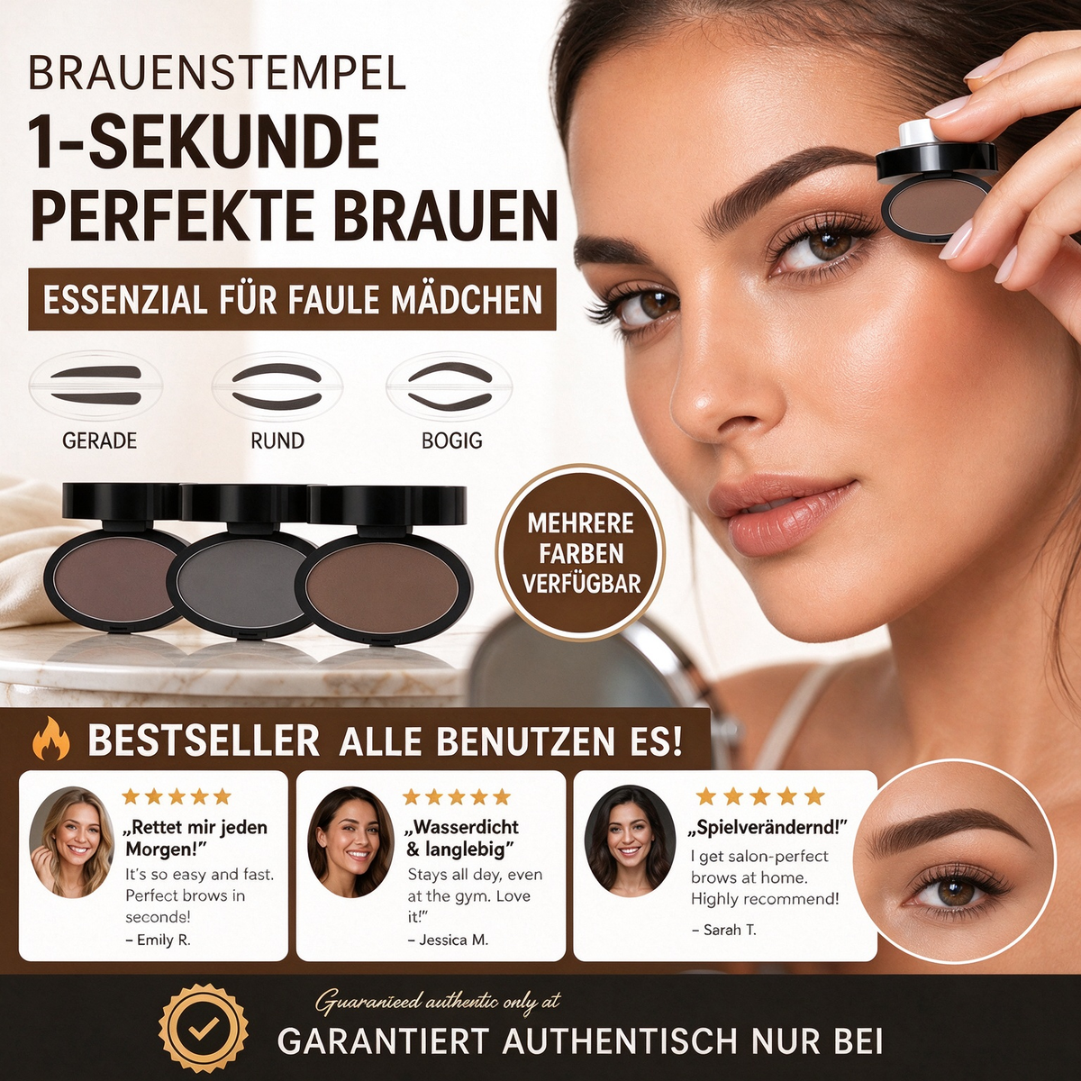✨ 1 kaufen, 1 gratis! 🖌️ Augenbrauen-Stempelset mit Applikator, wasserfest, bis zu 24 Std. Halt