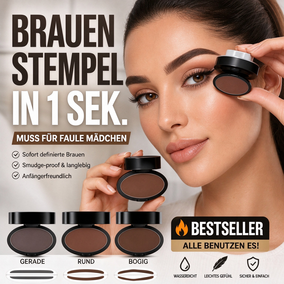✨ 1 kaufen, 1 gratis! 🖌️ Augenbrauen-Stempelset mit Applikator, wasserfest, bis zu 24 Std. Halt