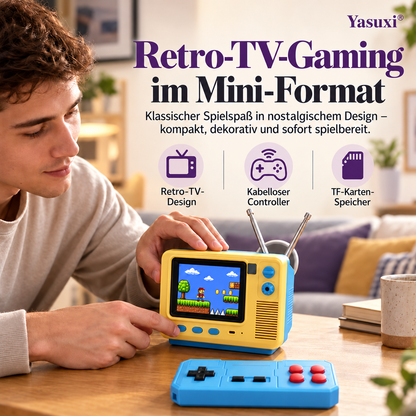 Klassische Retro-Mini-TV-Handheld-Spielkonsole GV300S – Nostalgische kabellose Konsole mit TF-Karten-Version