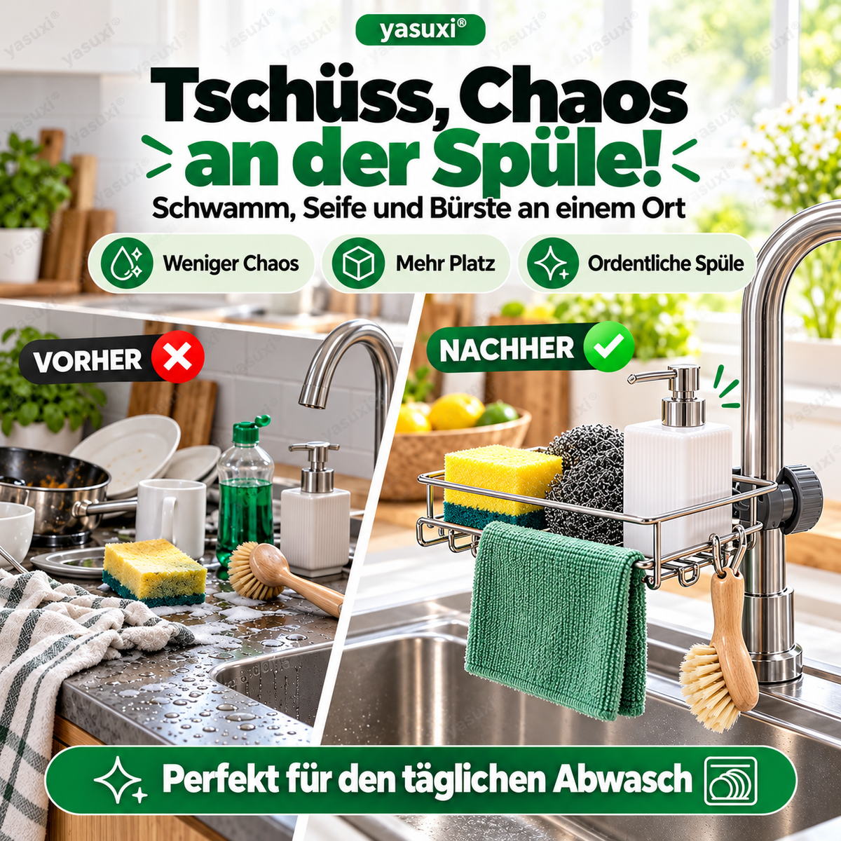 Aufbewahrungsregal aus Edelstahl für die Küchenspüle