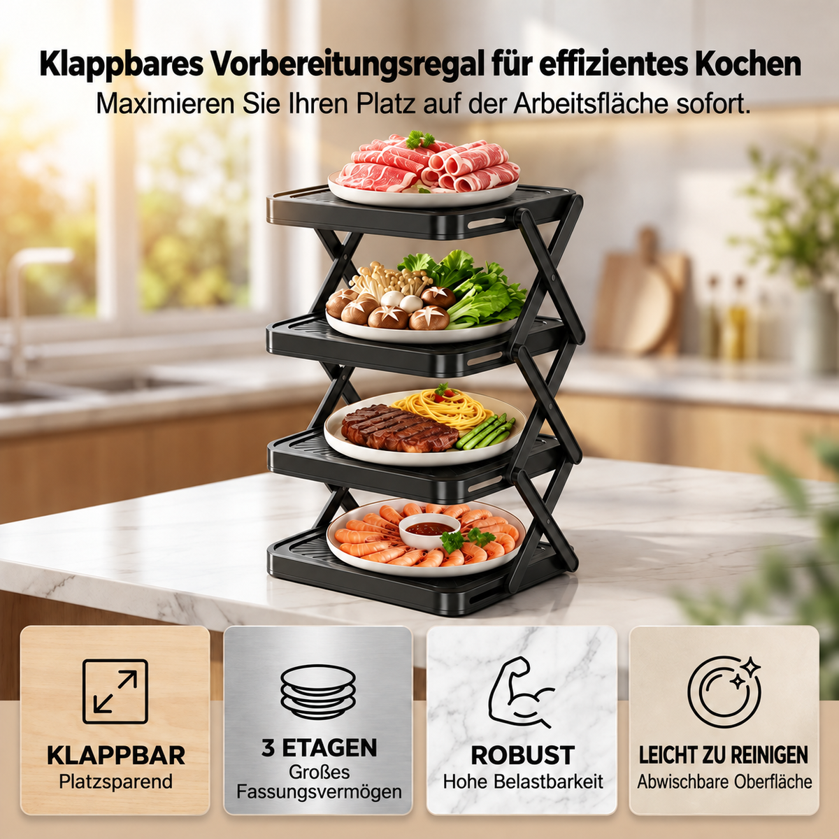 🍽️ 50% RABATT! 🗄️ Mehrschichtiges Aufbewahrungsgestell für Geschirr & Tabletts – Platzsparend, stabil & leicht zu reinigen – Ideal für Küche, Speisekammer & Restaurant 🏠