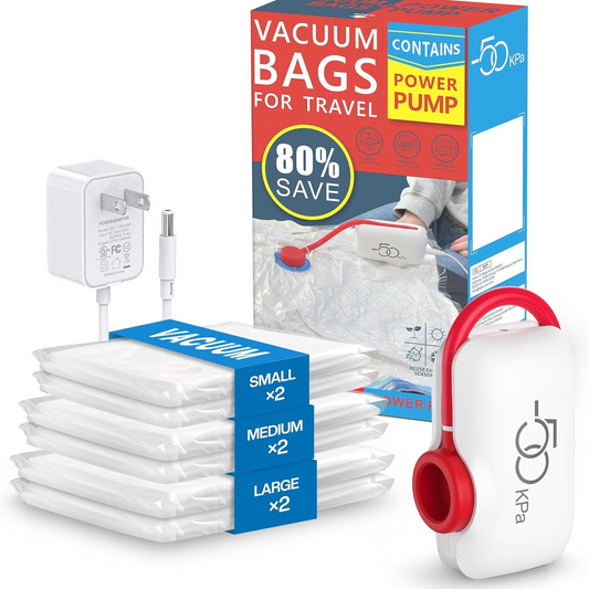 🧳 51 % RABATT – HEISSES ANGEBOT! ⚡ 6er-Pack Kompressionsbeutel für USB-Elektrostaubsauger – platzsparende Aufbewahrung, luftdicht verschließbar, wiederverwendbar und langlebig 🌀