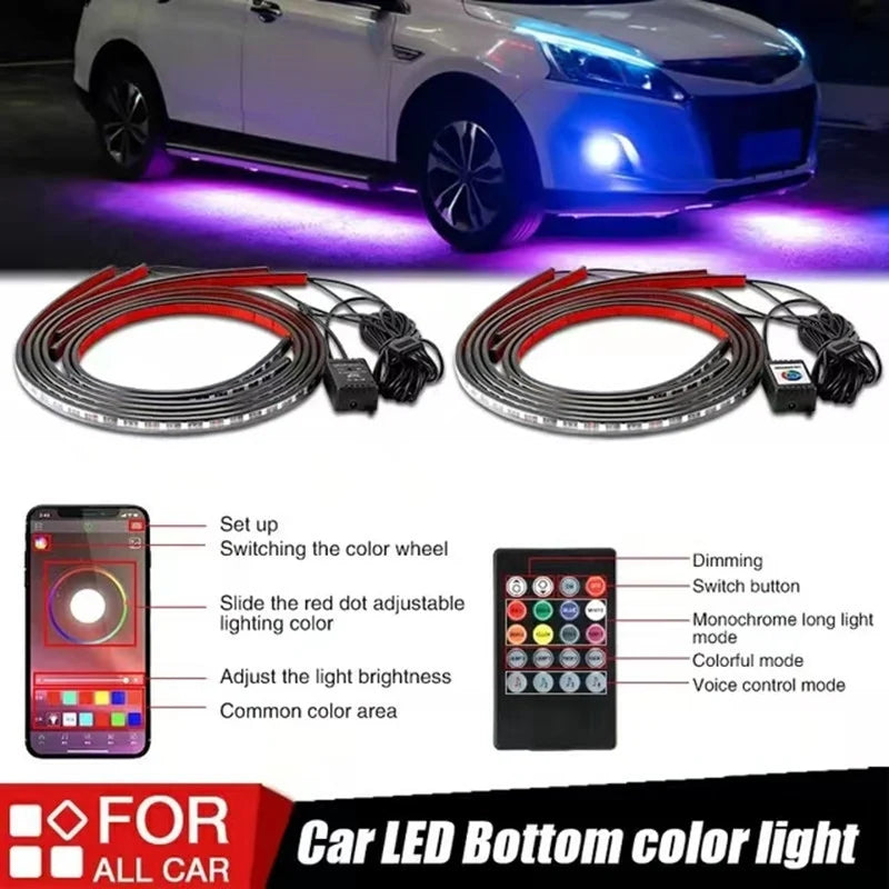 🔥Kaufe 3 und erhalte 20 % Rabatt🔥- 2024 Auto-Chassis Flexibler wasserdichter RGB-LED-Lichtstreifen (4 Stück)