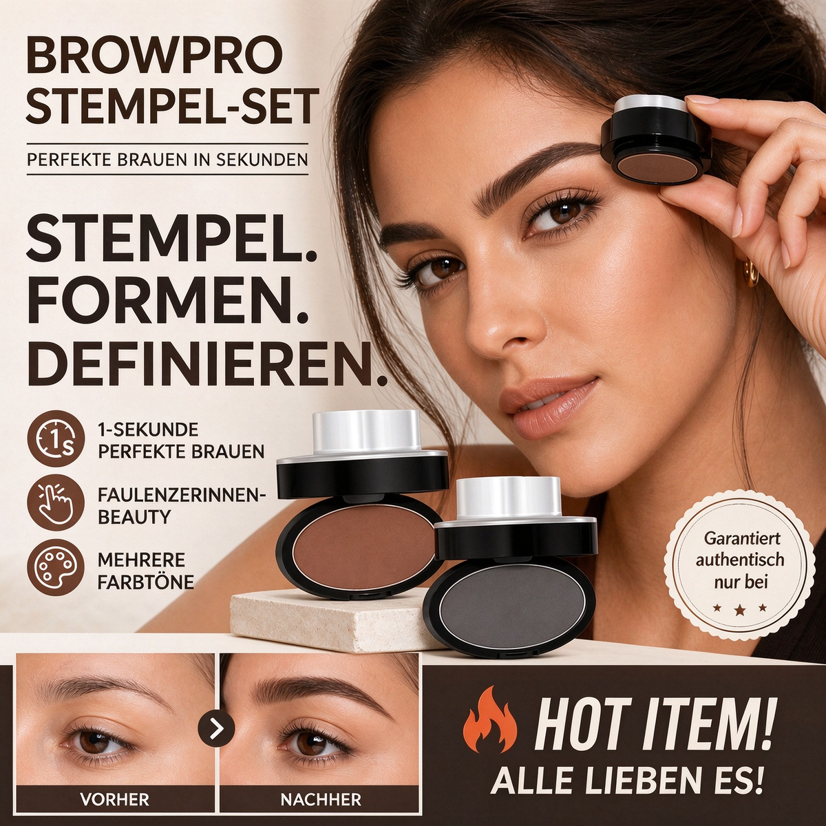 ✨ 1 kaufen, 1 gratis! 🖌️ Augenbrauen-Stempelset mit Applikator, wasserfest, bis zu 24 Std. Halt