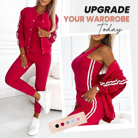 Dreiteiliges Set für Damen, bestehend aus einer Jacke und einer Baseballhose