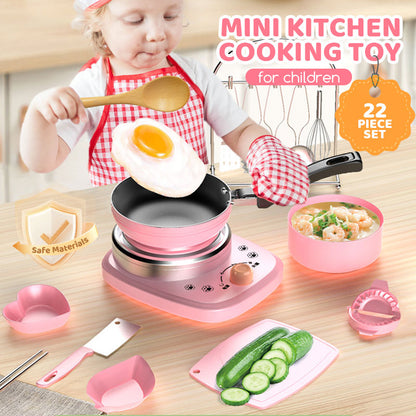 🎁[Das beste Geschenk für Kinder]🍳Kinder-Kochset „Real Cooking Mini Kitchen Toys“ – 22-teiliges Set