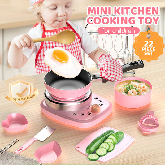 🎁[Das beste Geschenk für Kinder]🍳Kinder-Kochset „Real Cooking Mini Kitchen Toys“ – 22-teiliges Set
