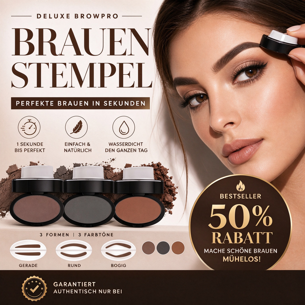 ✨ 1 kaufen, 1 gratis! 🖌️ Augenbrauen-Stempelset mit Applikator, wasserfest, bis zu 24 Std. Halt
