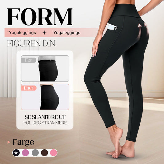 Yoga-Leggings mit hoher Taille, Verstärkung am Gesäß, Bauchkontrolle und Seitentasche