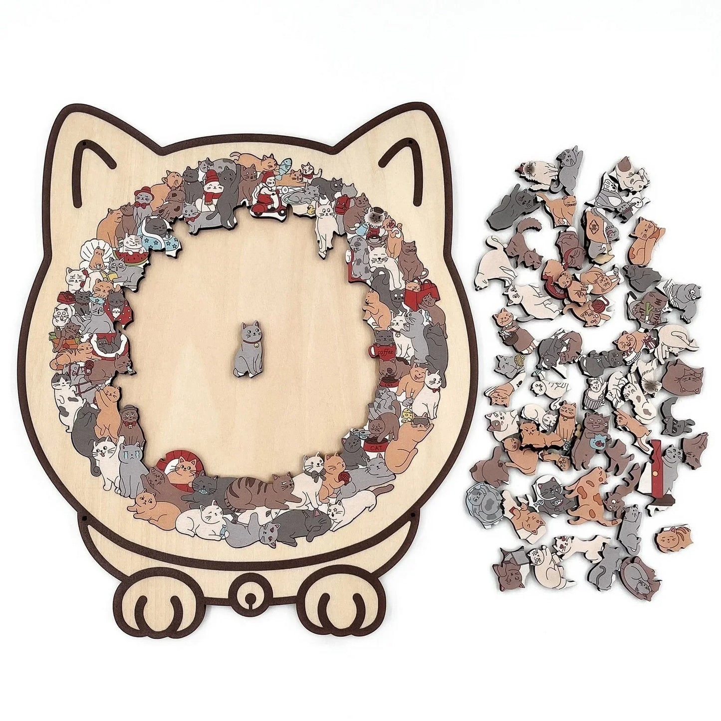 🎅Weihnachtsverkauf 46% Rabatt🐱135-Stk. Morandi-farbiges Katzenpuzzle aus Holz🎁