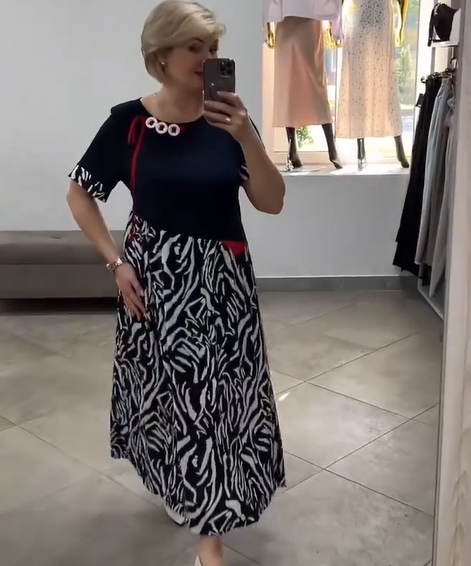 Lässiges Patchwork-Kleid für Frauen