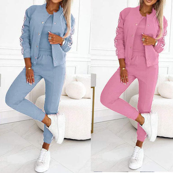 Dreiteiliges Set für Damen, bestehend aus einer Jacke und einer Baseballhose
