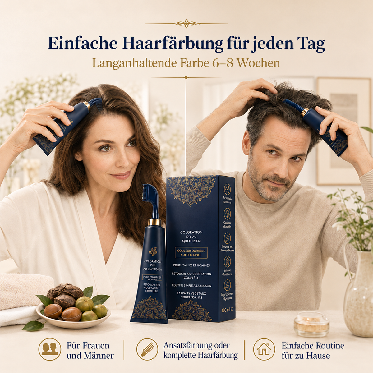 ⏳Nur für kurze Zeit – 50% RABATT⏰🌿 Natürliche Haarfarbe-Kamm für den Heimgebrauch