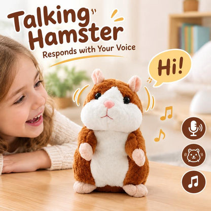 Sprechender Plüsch-Hamster – wiederholt alles, was man sagt, bewegt dabei automatisch den Kopf; ein Riesenspaß für Kinder und Erwachsene