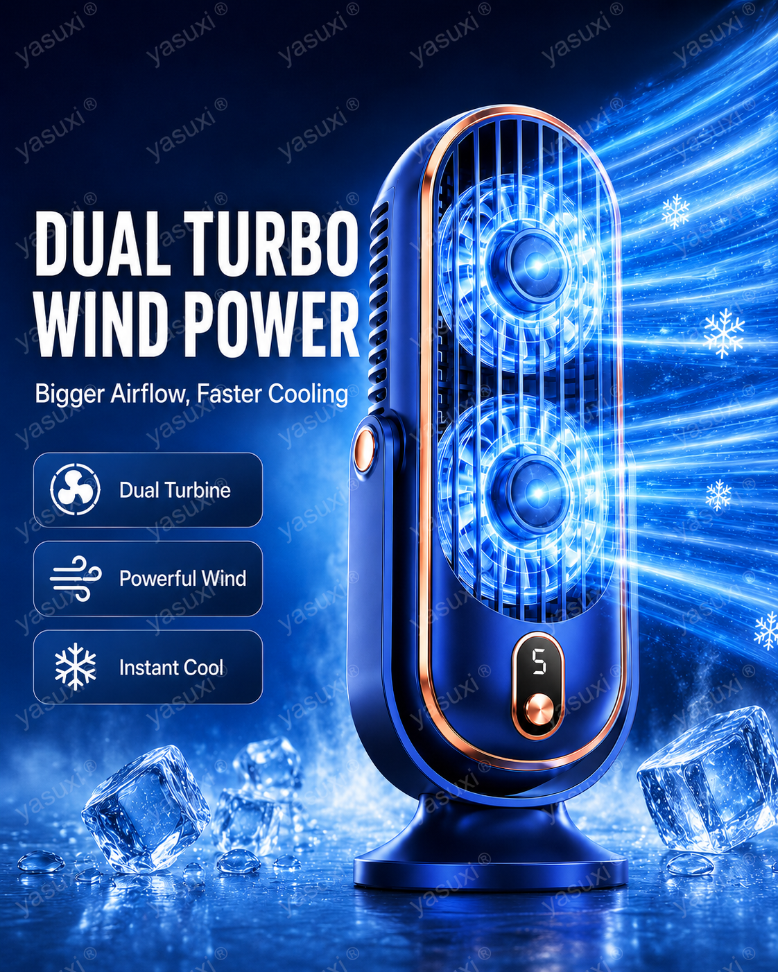 Tragbarer Tischventilator mit 5 Geschwindigkeitsstufen