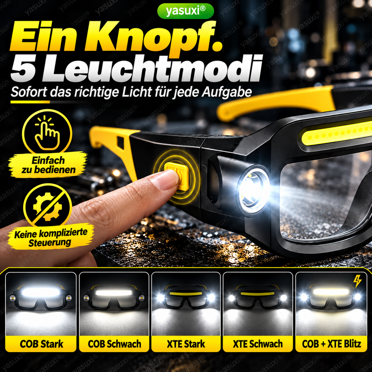 ✨Wiederaufladbare LED-Stirnlampe im Brillen-Design