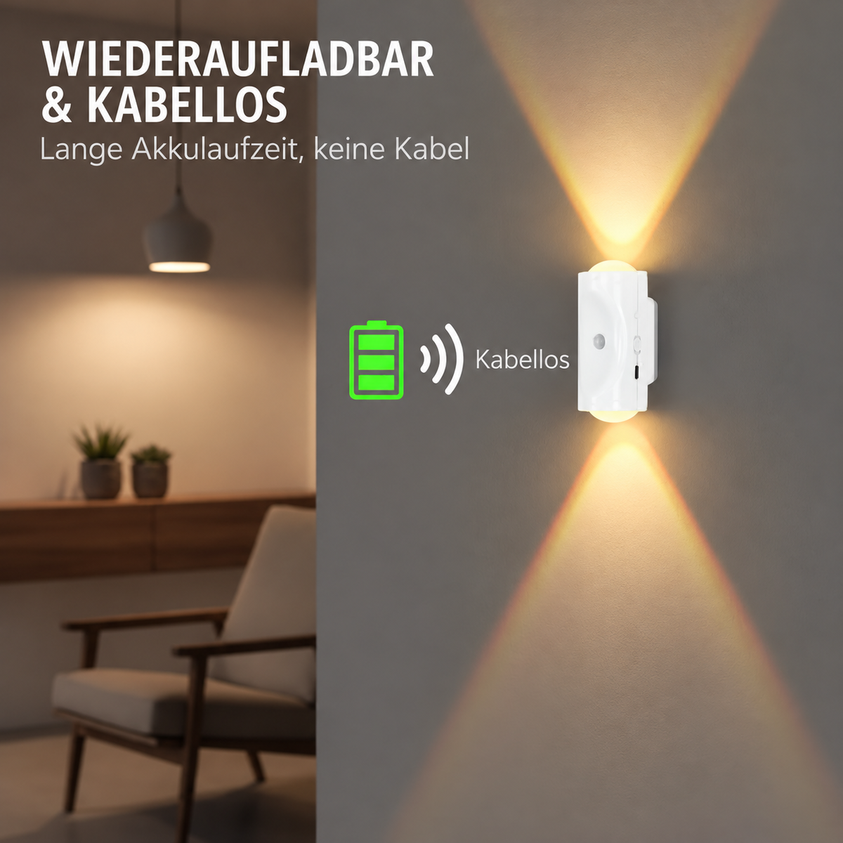 Wiederaufladbare magnetische Wandleuchte