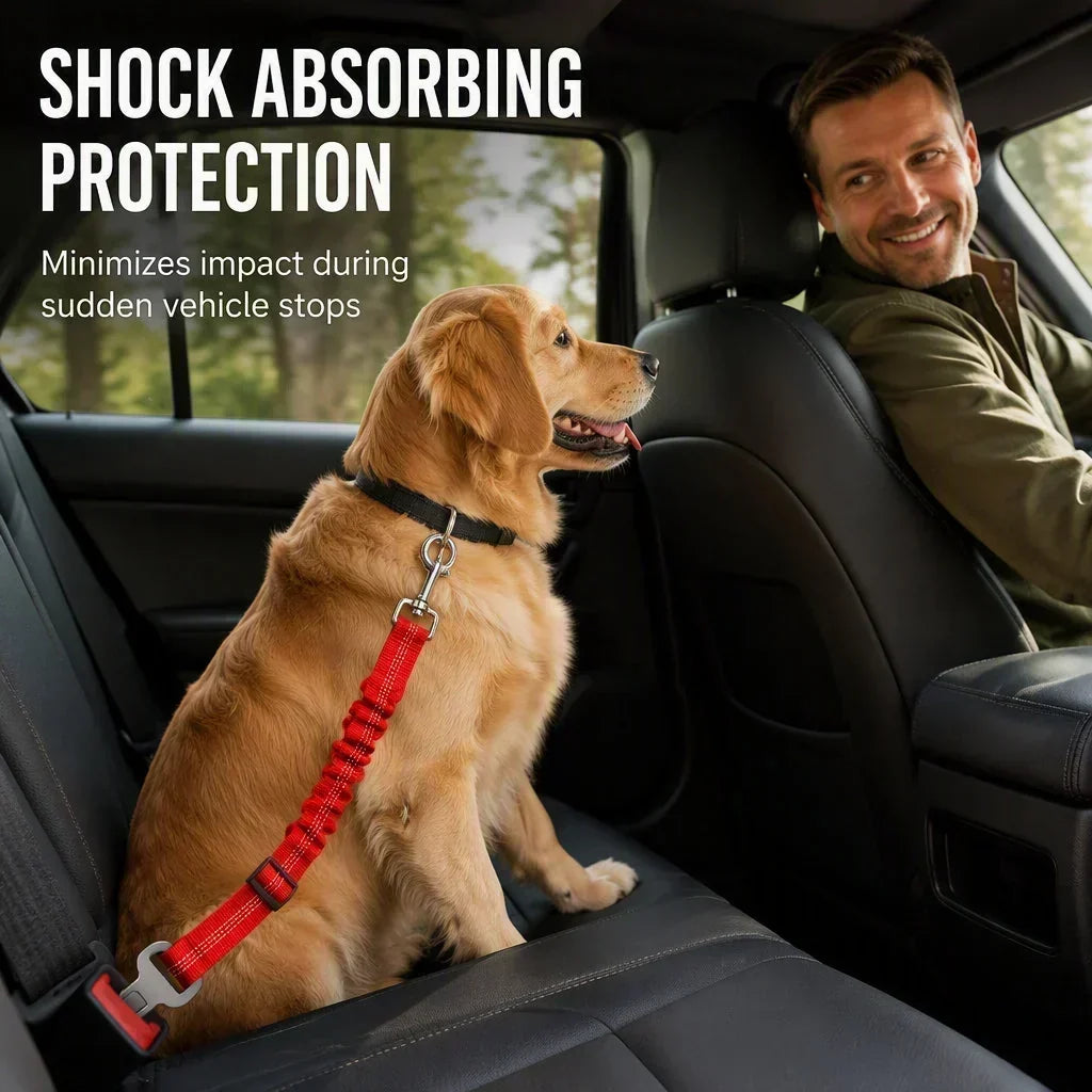 🐶🚗 Reflektierender und elastischer Sicherheitsgurt für Haustiere – Verstellbares Rückhaltesystem für das Auto mit Stoßdämpfer