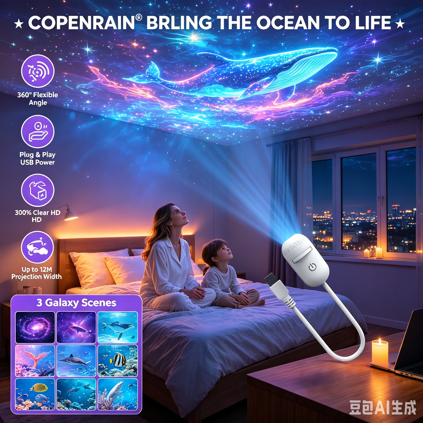 🌌 Plug-and-Play-USB-Projektor – Galaxie & Ozean in HD – Über 50.000 begeisterte Nutzer – Sofortige magische Atmosphäre ✨