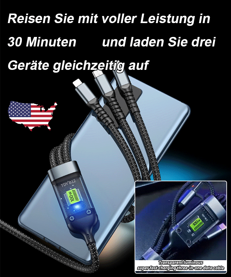 120W 3-in-1-Schnellladekabel