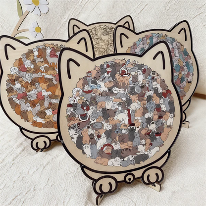 🎅Weihnachtsverkauf 46% Rabatt🐱135-Stk. Morandi-farbiges Katzenpuzzle aus Holz🎁
