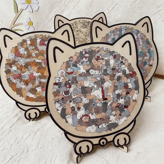 🎅Weihnachtsverkauf 46% Rabatt🐱135-Stk. Morandi-farbiges Katzenpuzzle aus Holz🎁