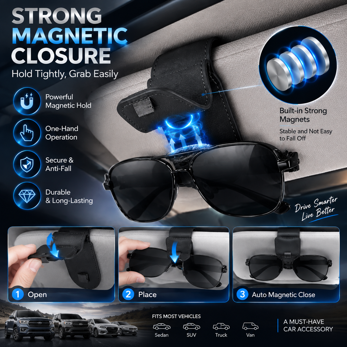 🕶️Sonnenbrillenhalter für das Auto – Doppelclip zur Befestigung von Brillen und als Clip für Fahrkarten und Ausweise