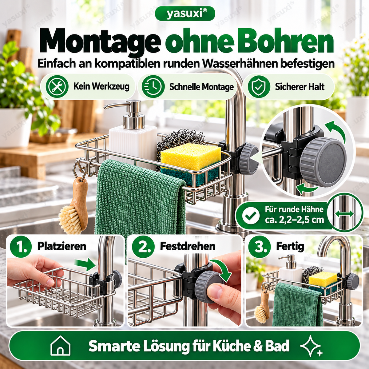 Aufbewahrungsregal aus Edelstahl für die Küchenspüle