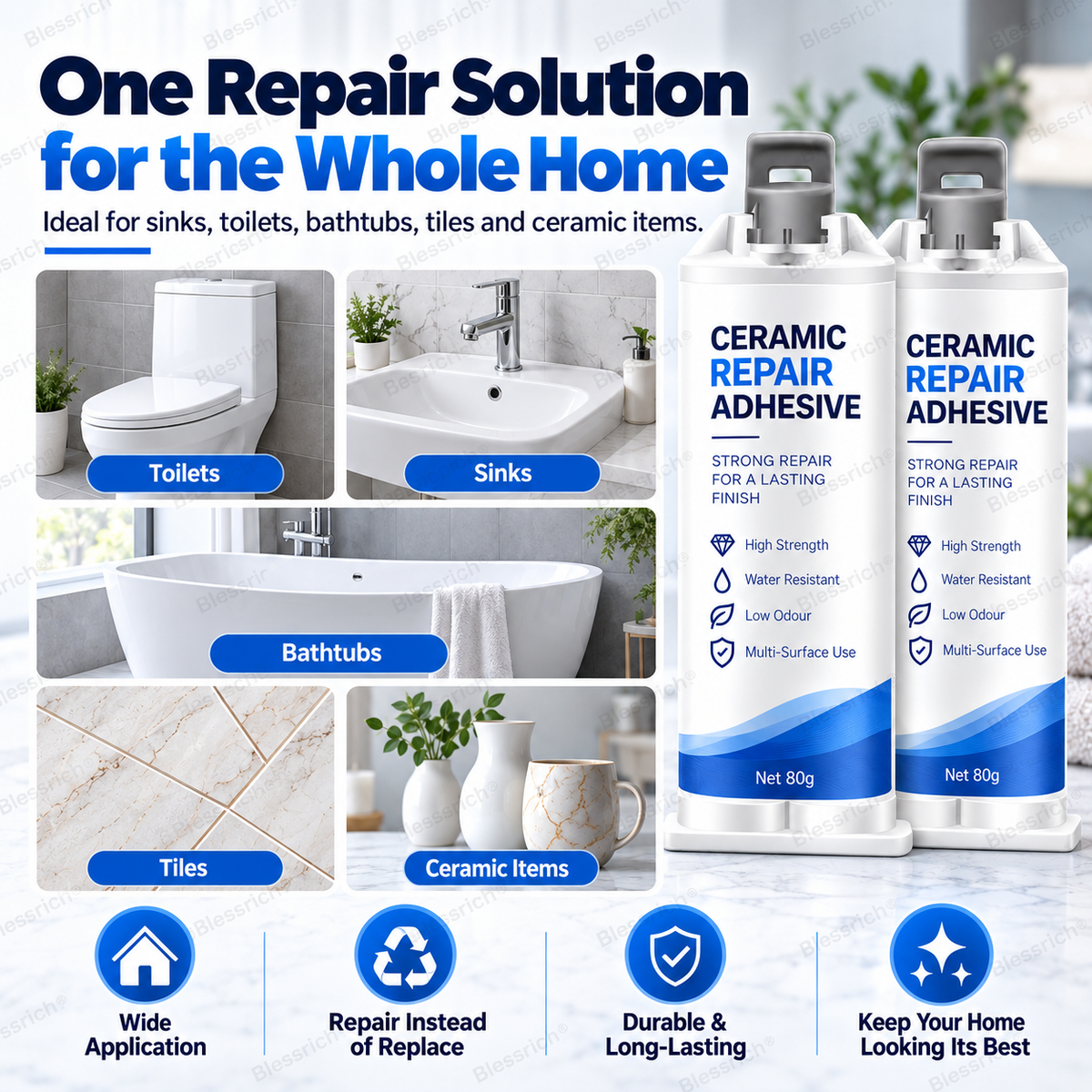 ✨ Verleihen Sie beschädigten Oberflächen ein zweites Leben! 🛠️ Keramik-Reparaturpaste für Toiletten, Waschbecken, Badewannen, Fliesen und Marmor 🚽🚰🛁