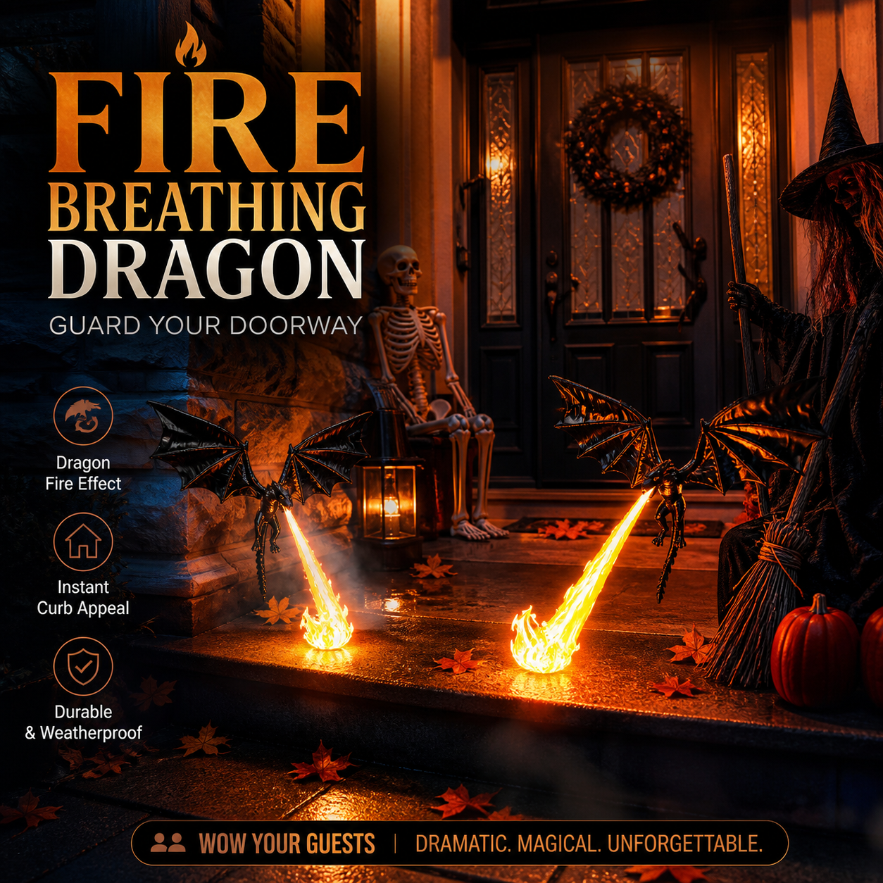 🐉 PROMO-BLITZ: 60% RABATT! 🔥 Drachenflammen-Dekoration – Seiden-PLA – Realistischer Flammeneffekt für Bücherregal & Halloween-Deko 🎃