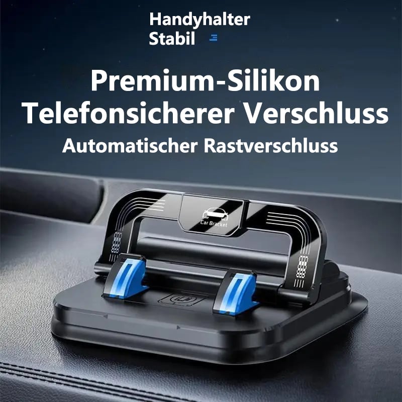 🔄🚗 Handyhalterung fürs Auto | 360° verstellbar · Einhandverriegelung in 0,1 Sekunden · Rutschfest und beschädigt das Armaturenbrett nicht · Wasserfest und schmutzabweisend
