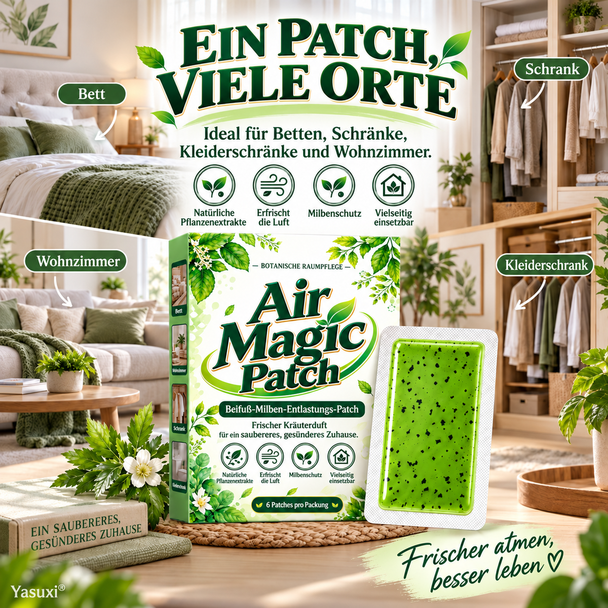 Langwirksames Pflaster gegen Befall durch Beifußmilben – 1 Packung (6 Pflaster)